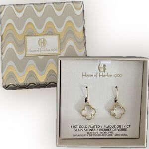⭐️New in box!!⭐️ House of Harlow: Glass Stone 14KT Gold Plated Clover Earrings